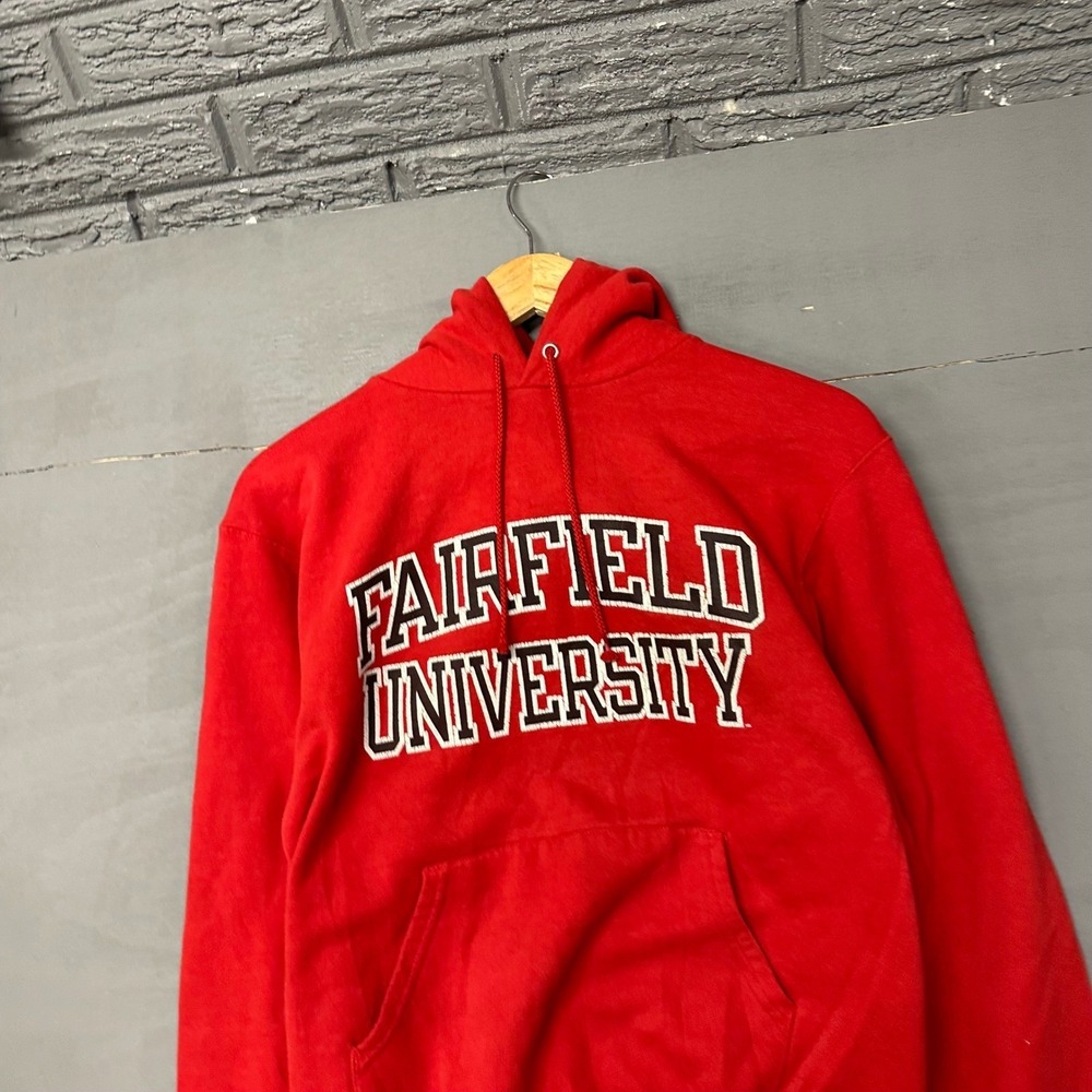 Champion Fairfield University Hoodie Red Eco Authentic Sweatshirt Mens‎ Small